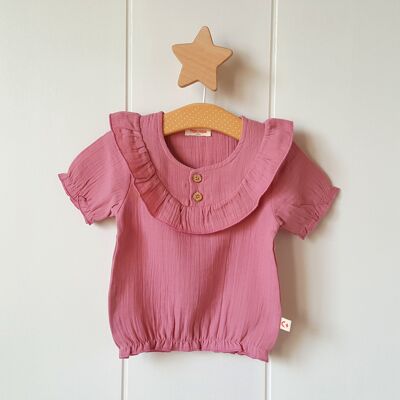 T-shirt rosa scuro da ragazza/6-9 mesi