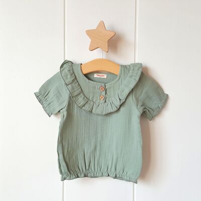 T-shirt verde per bambina/0-3 mesi