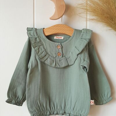 Green blouse / 0-3 months