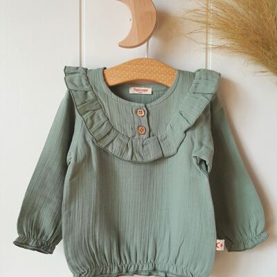 Green blouse / 6-9 months