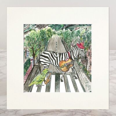 Mounted Print Zebra In The City