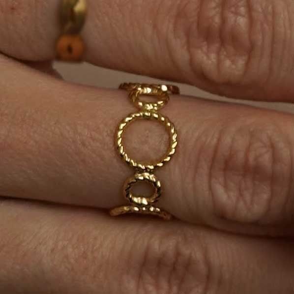 Anello In Acciaio Inossidabile Cerchio Dorato Estate Alternata