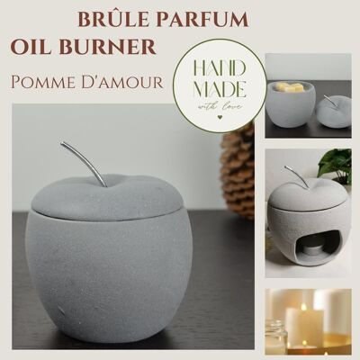 Brûle Parfum – Pomme d’Amour – Bougeoir Fondant Cires Parfumées – Accessoire Aromathérapie – Bougie Chauffe-Plat en Céramique