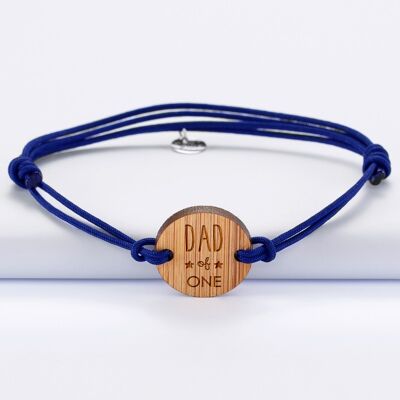 Bracelet homme médaille gravée bois ronde 21 mm - Edition spéciale "Dad of one"