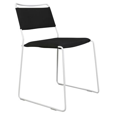 One Wire Chair - White Frame & black cushions