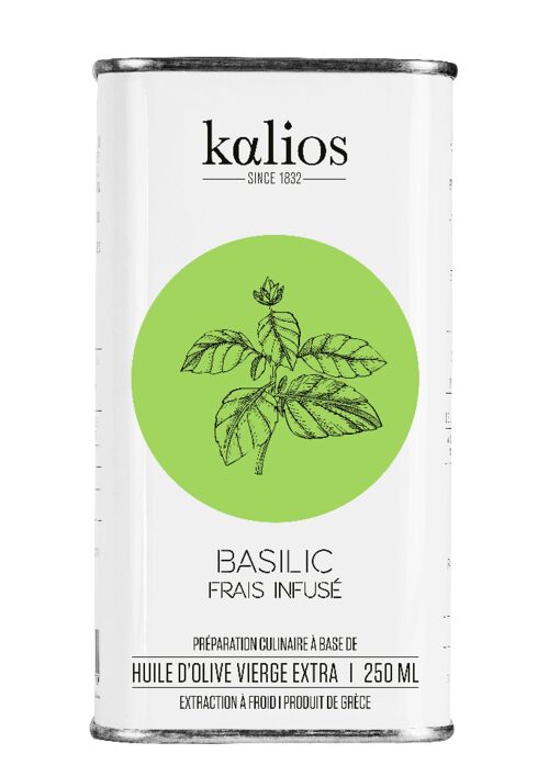Huile d'olive infusée basilic 250ml - bidon