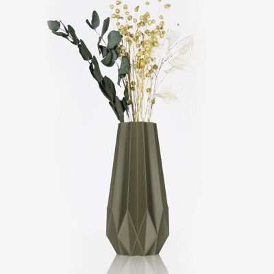 MATT KHAKI "LYNA" VASE, FOR DRIED FLOWERS