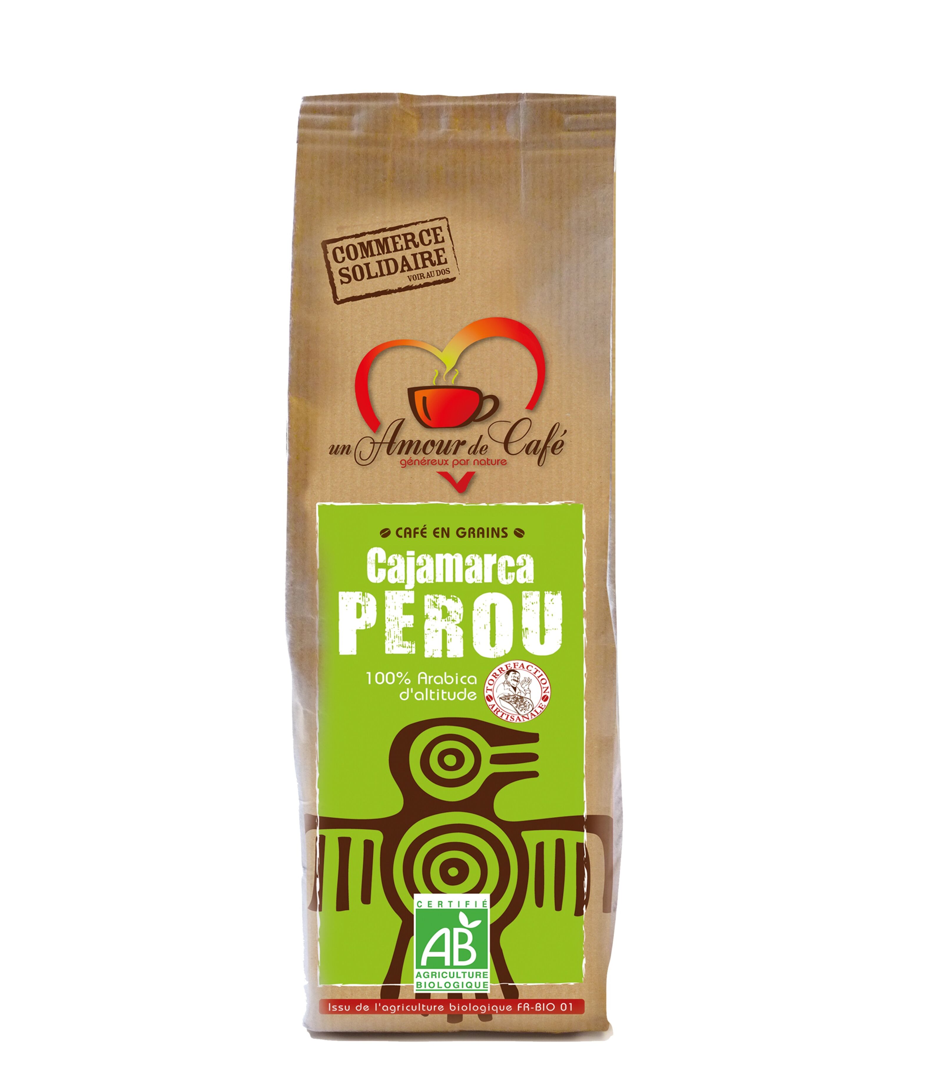 Arabica bio en grains Pérou issu du Commerce Equitable