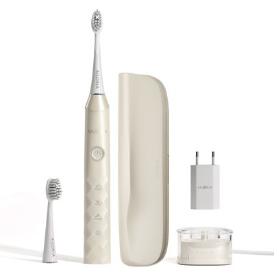 SHINE BRIGHT Cepillo de dientes sónico USB que incluye 2 cabezales de cepillo + conector USB - coco