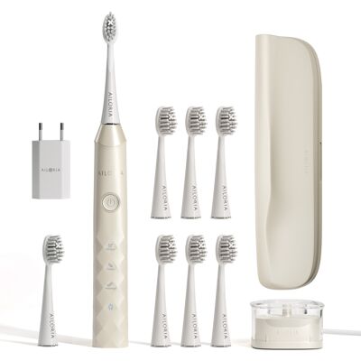 SHINE BRIGHT USB sonic toothbrush incl. 8 extra clean brush heads - coconut