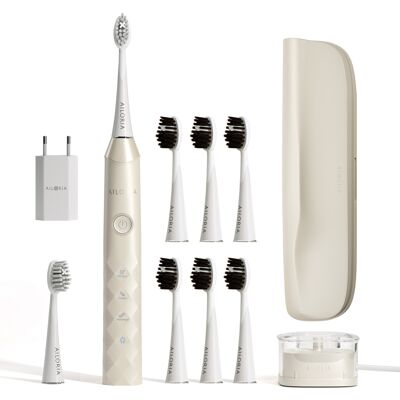 SHINE BRIGHT USB sonic toothbrush incl. 2 brush heads Extra Clean + 6 brush heads Charcoal - coconut