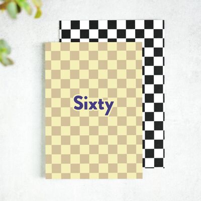 Tarjeta de 60 cumpleaños Sixty Checkerboard