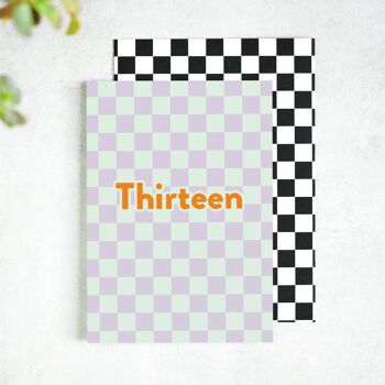 Thirteen Checkerboard 13th Birthday Card 2