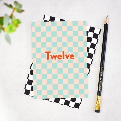 Twelve Checkerboard 12th Birthday Card