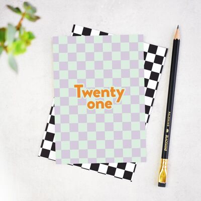 Twenty One Checkerboard 21st Birthday Card (pack of 6)