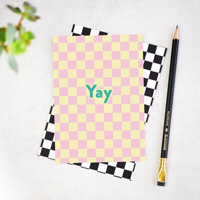 Yay Checkerboard Birthday Card (pack of 6)