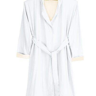 WALRA Badjas Soft Jersey Robe Wit / Kiezel Grijs - L/XL