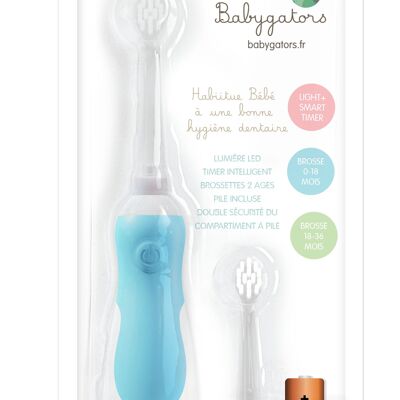 Sonic baby toothbrush 0-5 years old sky blue with timer and battery Included. The Babygators