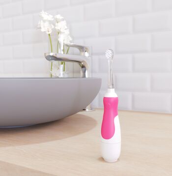 Sonic toothbrush for baby 0-5 years old raspberry with timer and battery Included. The Babygators 6