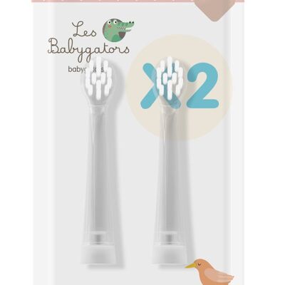 Pack de 2 brossettes de rechange 0-18 mois pour Brosse à dents Sonique bébé 0-5 ans avec minuteur. Les Babygators