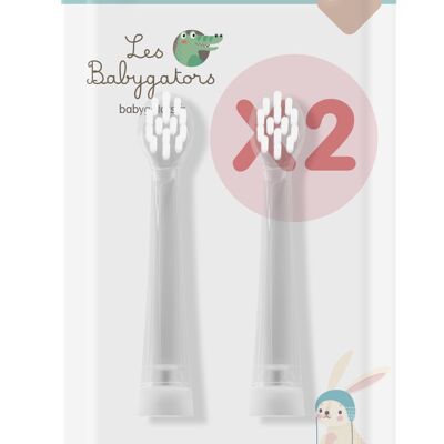 Pack de 2 brossettes de rechange 18+ Mois pour Brosse à dents Sonique bébé 0-5 ans avec minuteur. Les Babygators