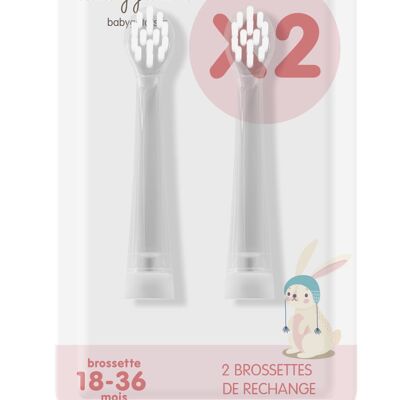Pack de 2 brossettes de rechange 18+ Mois pour Brosse à dents Sonique bébé 0-5 ans avec minuteur. Les Babygators
