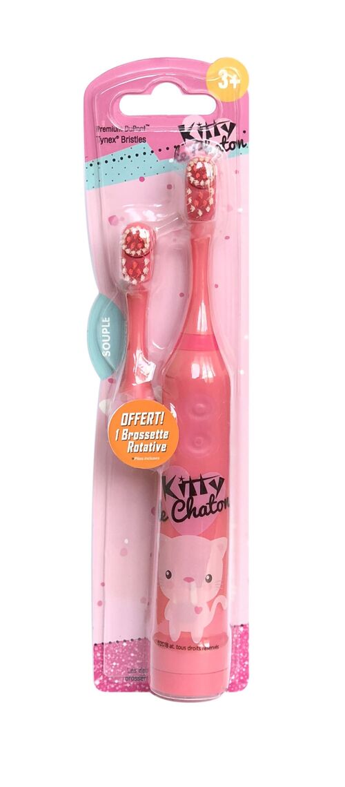 CUTIE CAT Electric rotary toothbrush The Babygators with 2 interchangeable heads for 6 months of use. 2 batteries Included