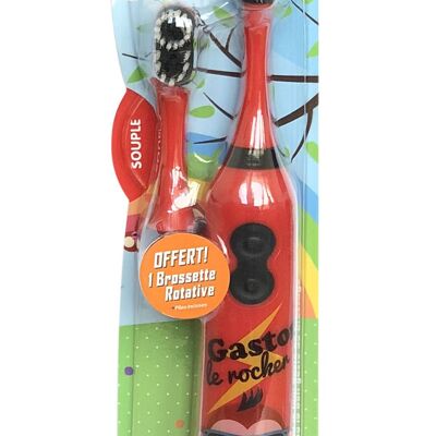 ROCKER MONKEY Cepillo de dientes eléctrico rotativo Babygators con 2 cabezales intercambiables para 6 meses de uso. 2 baterías incluidas