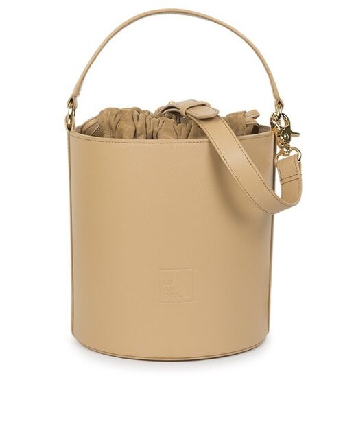 Bolso Bucket de piel champagne Leandra