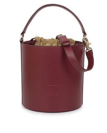 Sac seau en cuir bordeaux Leandra 1