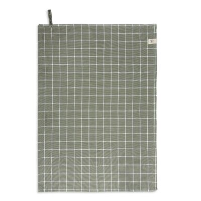 WALRA Keukenset Dry wit Cubes Uni Stripes & Blocks Legergroen (set 3 stuks) - 50x70 cm