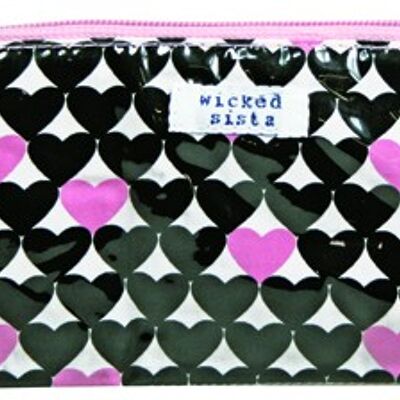 Bag Heart to Heart Flat Purse Black cosmetic pouch bag