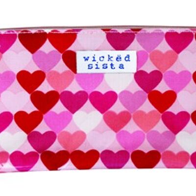 Bag Heart to Heart Flat Purse Pink Cosmetic Bag Pouch