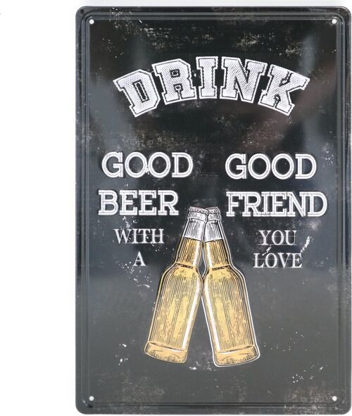 Drink Beer metalen bord 20x30cm