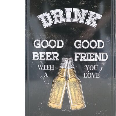 Drink Beer metalen bord 20x30cm