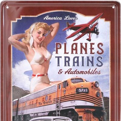 Planes & Trains metalen bord 20x30cm