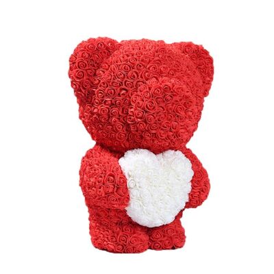 Rose Bear Standing 40CM with White Heart