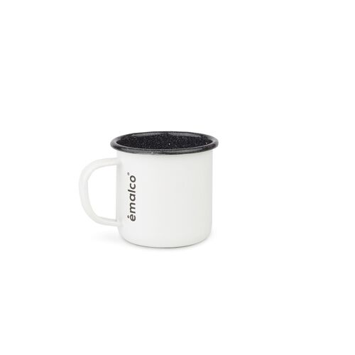 0,4l White Enamel Coffee Mug with black logo | OUTDOOR