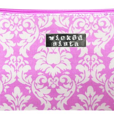 Sac French Fleur Pink Flat Purse Cosmetic Bag Pouch