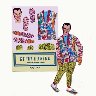 Keith Haring Künstlerpuppe ausschneiden und herstellen, lustige Aktivität und Geschenk