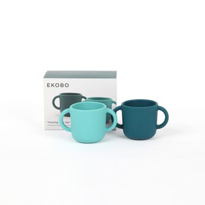 Set de 2 Tasses d´apprentissage en silicone - Blue Abyss / Lagoon - EKOBO