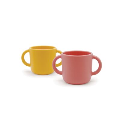 Set of 2 silicone training cups - Mimosa / Coral - EKOBO