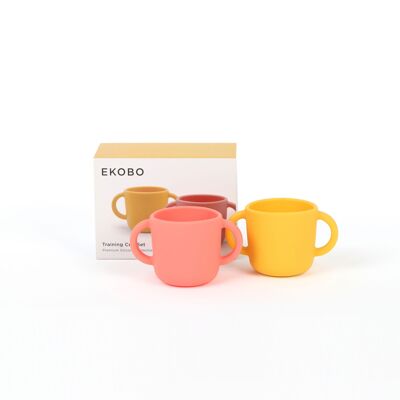 Set de 2 vasos de entrenamiento de silicona - Mimosa / Coral - EKOBO