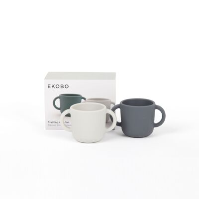 Set de 2 vasos de entrenamiento de silicona - Nube / Tormenta - EKOBO