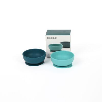 Set de 2 Bols ventouse en silicone - Blue Abyss / Lagoon - EKOBO