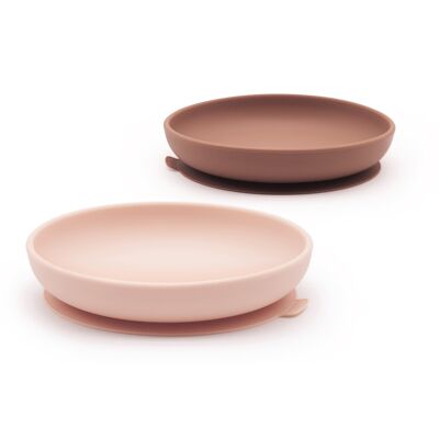 Set of 2 silicone suction plates - Blush / Terracotta - EKOBO
