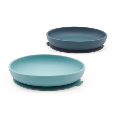 Set of 2 silicone suction plates - Blue Abyss / Lagoon - EKOBO