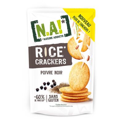 N.A! Nature Addicts - Rice Crackers Poivre Noir - 12 Sachets de 85 gr- Crackers Fins de Riz, Légers et Craquants - 60% de Matières Grasses en Moins que les Biscuits et Chips Apéritifs du Marché -