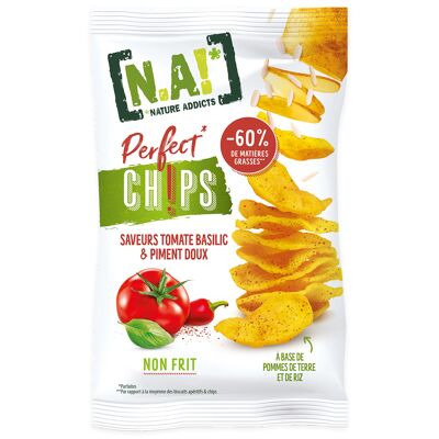 N.A! Nature Addicts - Perfect Chips assaisonnées au Piment doux Tomate et Basilic - A base de Pomme de terre et de Riz - Pour un Apéro ultra craquant - 12 Sachets de 65 gr