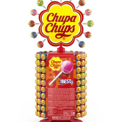 Chupa Chups - Wheel of 213 Lollipops - Fruit Pulp Lollipops + Cola Lollipops, Milky Lollipops and Choco-Vanilla Lollipops - Original Bakery Collector Display